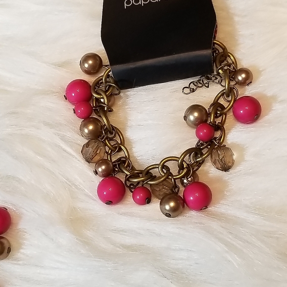 Nwt Brass Pink Necklace Bracelet Set - Picture 3 of 4